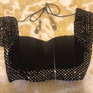 Black Sequin Sari blouse